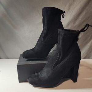 Wild Diva Black Suede Heeled Boots